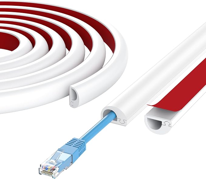 78" Cord Hider Wall, Self Adhesive Silicone Cord Covers for Wires On Wall, Cord Hider for Wall Mount TV, Flexible Cable Cover Raceway Kit for 1 Wire, White (0.59" W x 0.39" H) by ANNISITE