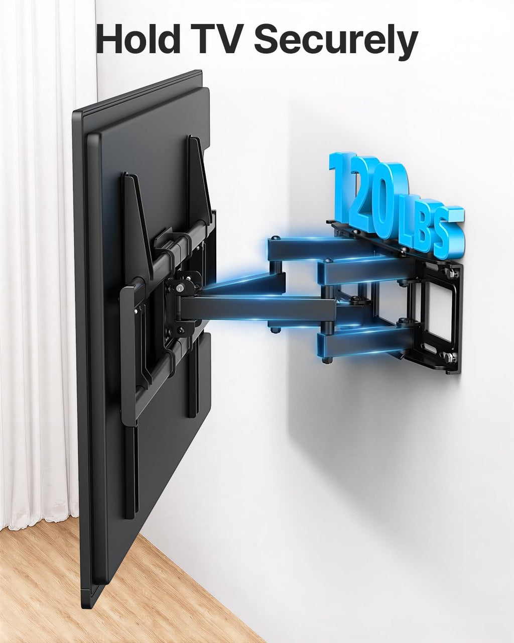 Full Motion TV Wall Mount for 37-85 Inch TVs Mounts Up to 120lbs, Fit 16" Wood Stud, Max VESA 600x400mm, Swivel and Tilt Articulating Wall Mount TV Bracket,Fit Most 55+ 65 70 75 inch TVs - Image 6
