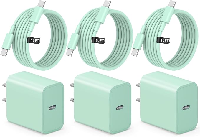 iPhone 17 16 15 Charger Fast Charging 3 Pack USB C Charger Block | Type C Chargers 6FT Cord Wall Chargers for iPhone Air/17/17 Plus/17 Pro/17 Pro Max/16/16 Plus/16 Pro/16 Pro (Purple) - Image 2