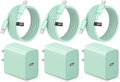 iPhone Charger Fast Charging USB C Charger Type C Charger 3Pack | Extra Long 10 FT USB C Cable for iPhone 17/17 Plus/17 Pro/17 Pro Max/16/16 Plus/16 Pro Max/15 Pro Max,Samsung,Android(Green) by YIWEIHAPPY
