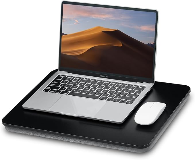 ZEAPTAC Portable Lap Laptop Desk with Pillow Cushion, Fits up to 15.6 inch Laptop, Lap Stand for Bed & Couch & Carpet, Book Tablet/Drawing Board/Computer Laptop Stand - Black by ZEAPTAC