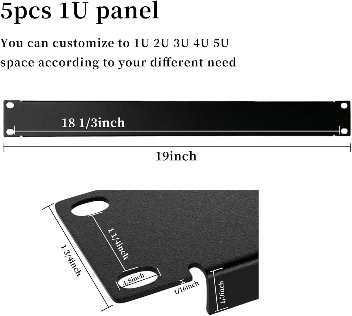 1U Blank Panel Rack Mount Spacer Filler Panel 19" Black Rack Blanking Blind Panel for Server Network Rack Enclosure Or Cabinet-5pcs (1U-5PCs) (Pack of 2) - Image 2