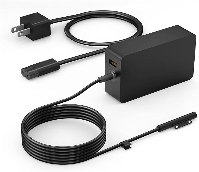 YURCIPWE Surface Pro Charger 65W, Surface Laptop Charger Compatible with Microsoft Surface Pro 11/10/9/8/7+/7/6/5/4/X, Surface Laptop 7/6/5/4, Surface Book 3/2, Surface Go 3/2/1 with 8.8ft Power Cord by YURCIPWE