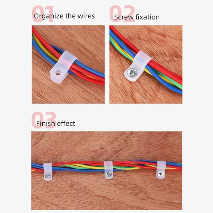 50Pcs 1 Inch R-Type Nylon Cable Clamps for Cable Wire Management | Durable Nylon Material, R-Shape Cable Holder, 1 Inch Opening Size, Multi-Hole Mount Base, Neat Wire Organization - Image 5