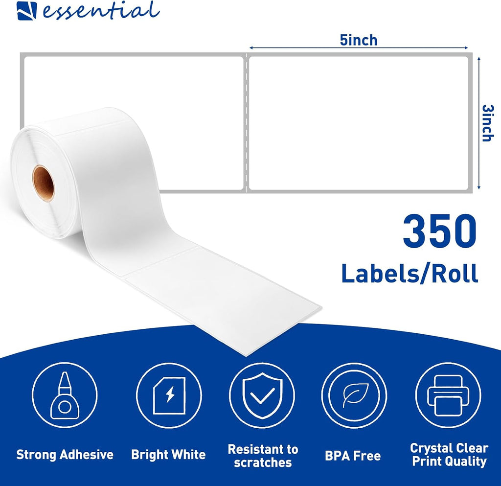 ESSENTIAL 3" x 5" Direct Thermal Shipping Labels, (350 Labels, 1 Roll) - Image 2