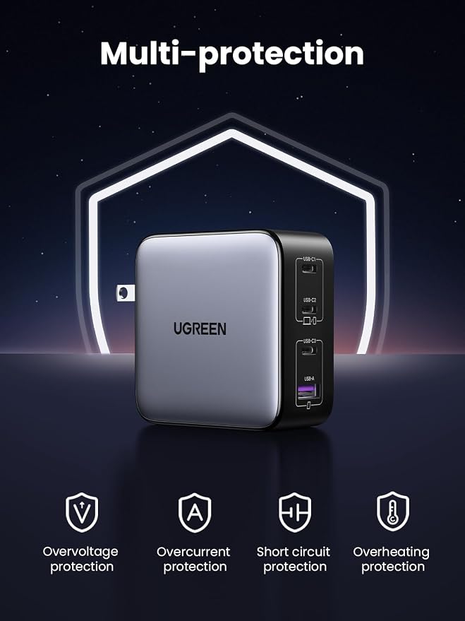 UGREEN Nexode 100W GaN USB C Charger, 4-Port Compact Foldable Fast Laptop Charger Power Adapter for MacBook Pro/Air, iPad Pro, iPhone 17/16/15 Series, Galaxy S25/S24, Pixel 10/9, Steam Deck, Pixelbook - Image 6