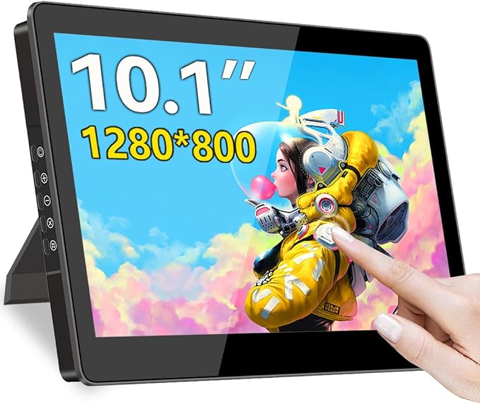 10.1” Touch Screen Monitor, IPS 1280x800 Small USB-C Secondary Display, 10-Point Touch, HDMI, VESA, Dual Speakers, Mini Monitor for Laptop PC Rasp Pi by Magedok
