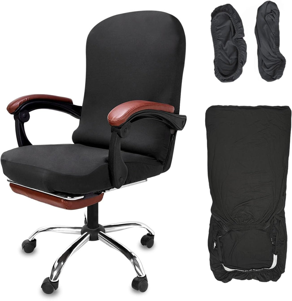 XL Office Chair Cover with Armrest Covers for Large Executive Chairs,Black by NeColorLife