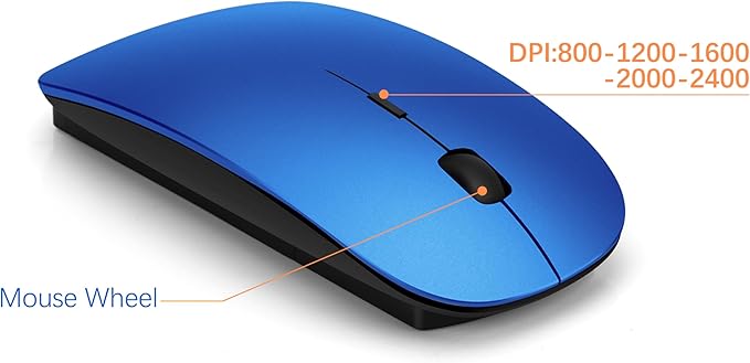 Wireless Keyboard and Mouse Ultra Slim Combo, TopMate - Blue Black | 2.4G Silent Compact 2400DPI Mouse and Scissor Switch Keyboard Set with Cover, Batteries Included, for PC/Laptop/Windows/Mac - Image 4