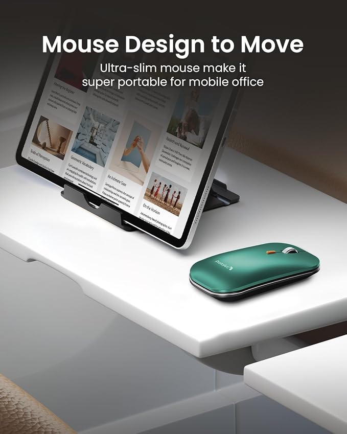 ProtoArc XKM01 Full-Size Foldable Keyboard Mouse Combo for Travel - Green | 105-key keyboard, slim mouse, hard case and phone stand; 3-device Bluetooth & 2.4G switching, for travel office use - Image 5
