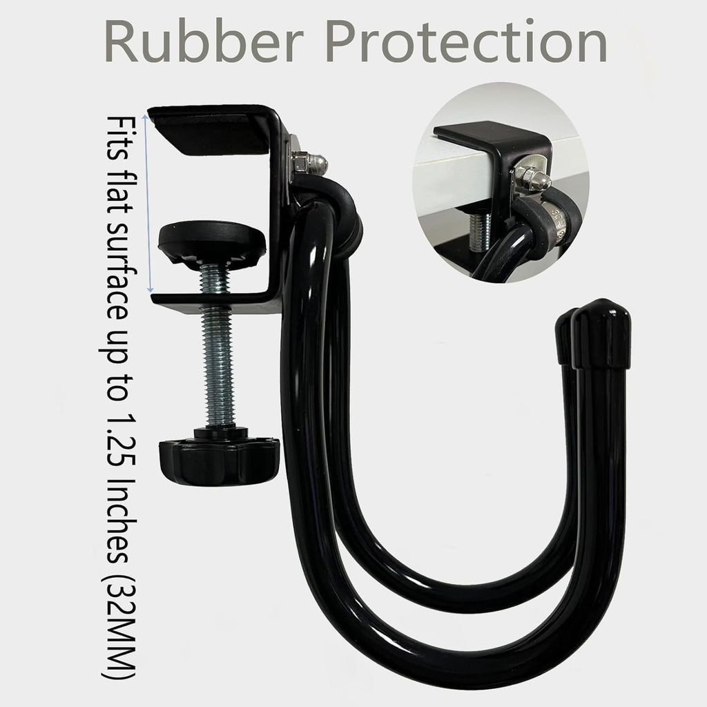 AUXPhome 2/PK Portable Desk Mount Hanger, Strong Table Hanger Hooks for Backpack, Hard hat, Cords,Bags,Mug,Towels, Shoes, Toys, Umbrella, Cap,Headphone,Purse,Handbag,etc for Table Desk, Under Counter - Image 2