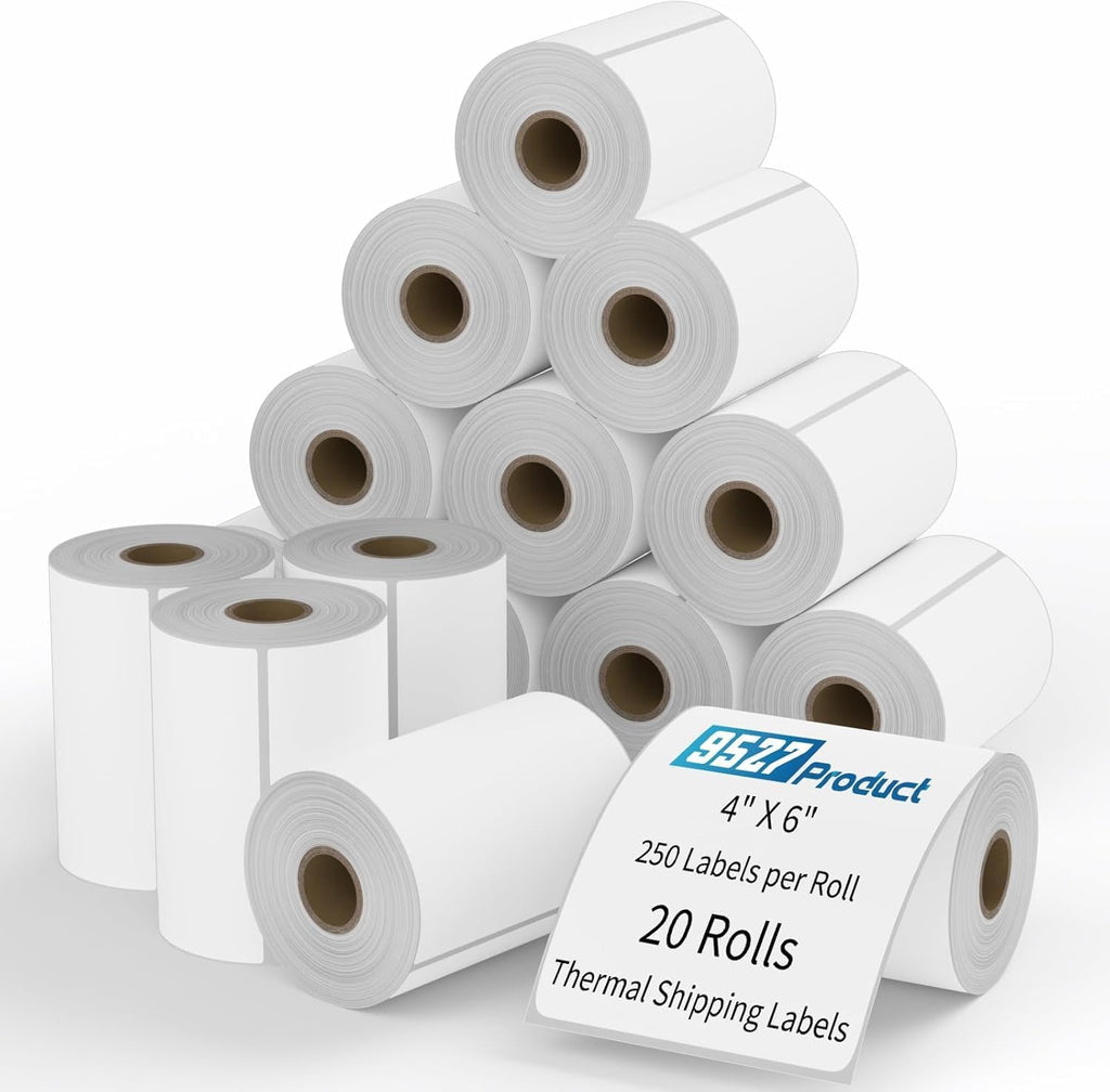 9527 Product Shipping Labels 4x6, 20 Rolls x 250 Labels, Direct Thermal, Compatible with Zebra, Eltron Printers by 9527 Product