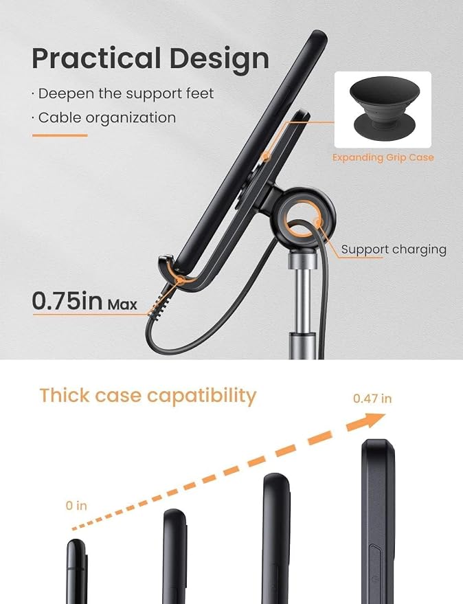 LISEN Cell Phone Stand Phone Holder for Desk, Gaming for Nintendo Switch | Black Desk Accessories, Gaming Accessories for Nintendo Switch, Computer Accessories, PC Accessories, iPad Stand, Desk Decor - Image 3
