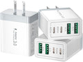 3 Pack USB C Charger Block, 40W 4-Port Fast Charger 20W Type C Charging Block 3.1A USB Wall Charger Dual Port PD+QC Charging Cube for iPhone 17 16 15 14 13 12 Pro Max XS, iPad, Samsung Phone, Tablet by Aioneus