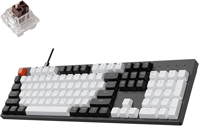 Keychron C2 Full Size 104 Keys Wired Mechanical Gaming Keyboard for Mac Layout, Gateron G Pro Brown Switch/White LED Backlight/Double Shot ABS Keycaps/USB C Computer Keyboard for Windows Laptop by Keychron