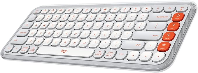 Logitech POP ICON Keys Wireless Bluetooth Keyboard - Off White and Orange | Comfortable typing, programmable keys, easy-switch between up to 3 devices, for laptop, tablet, PC by Unknown