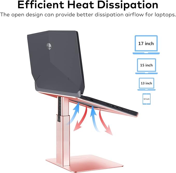 Laptop Stand for Desk, Ergonomic Aluminum Laptop Stand Adjustable Height from 7-15", Sitting and Standing Laptop Riser for 10-17" Notebook - Image 6