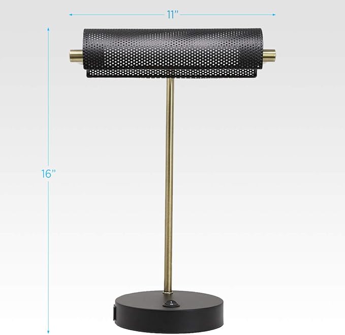 O’Bright LED Desk Lamp with USB Charging Port, Metal Lamp, Flexible Swivel Arms, Soft White LED Reading Light (3000K), Bedside Reading Lamp, Office Lamp, Table Lamp, ETL Listed (Piano Lamp - Black) - Image 6