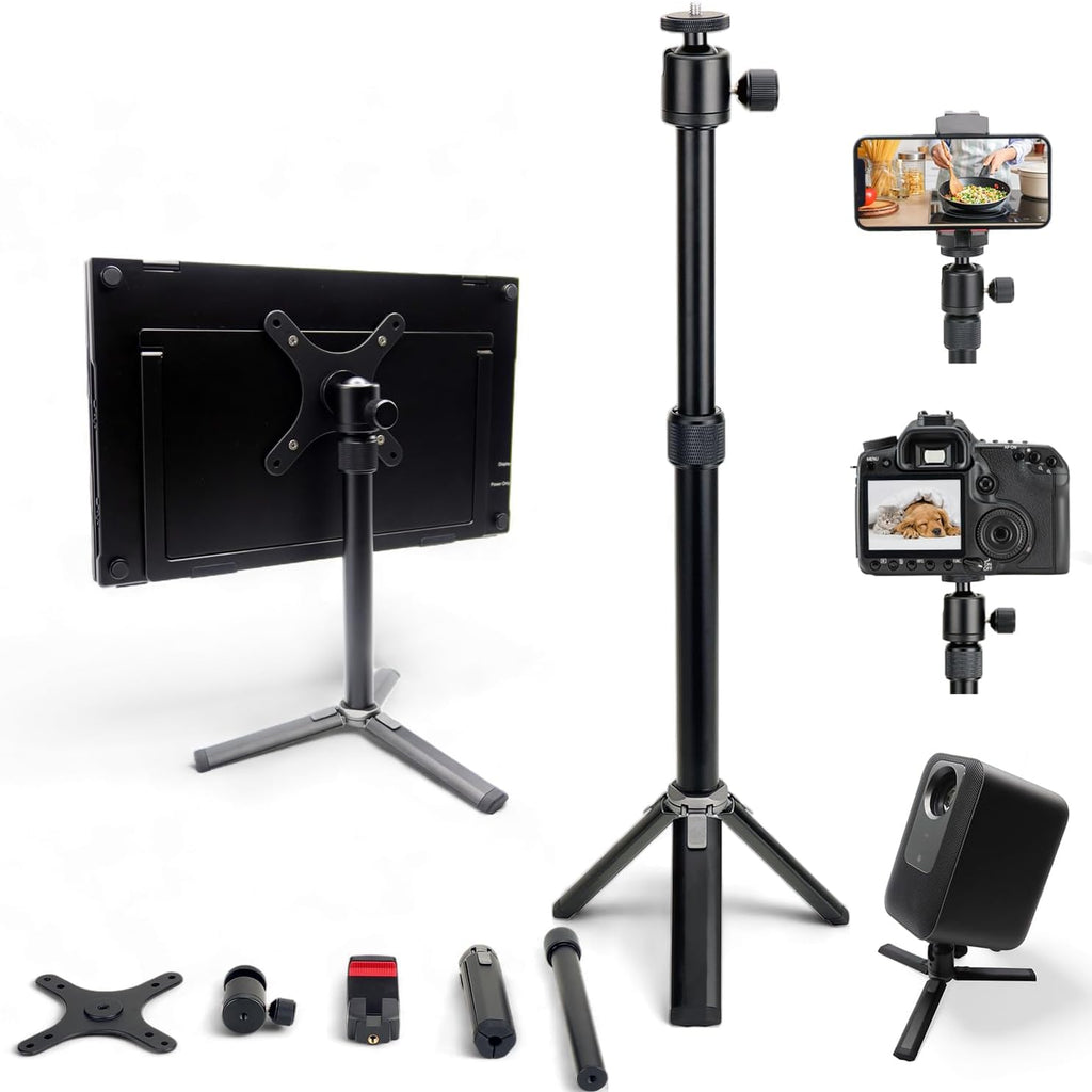 Kado Metal Portable Monitor Stand Tripod, Phone/Tablet Clamp for Desk by Kado