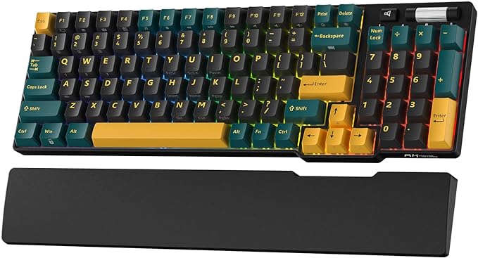 RK ROYAL KLUDGE RK96 RGB Wireless Mechanical Gaming Keyboard w/Wrist Rest | 90% 96 Keys Hot Swappable Mechanical Keyboard, 3-Mode BT5.0/2.4G/USB-C, Volume Control, Software Support & Massive Battery by RKROYALKLUDGE