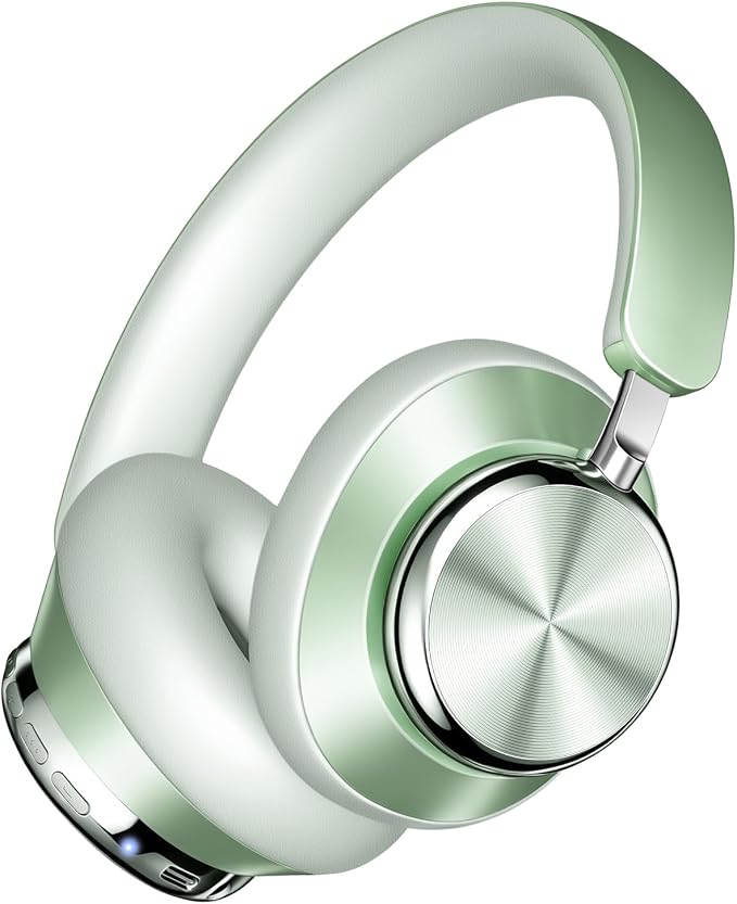 Wentronic Y03 Bluetooth Headphones Wireless Active Noise Cancelling Over Ear Headphones 48 Hours Playtime High Sound Quality 6 EQ Music Mode Headphones with Soft Ear Cushion - Green by Wentronic