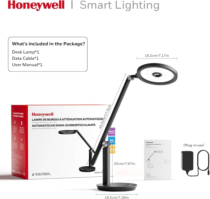 Honeywell H6 Desk Lamp for Home Office, Dimmable Reading Table Light, Black | Sunturalux CRI≥97, RG0 Low Blue Light, Flicker-Free, 800LM Dimmable with Timer for Webcam, Study, Office & Bedroom - Image 7