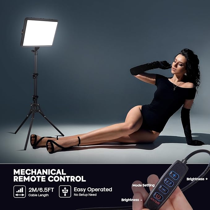 2-Pack Photography Lighting Kit, NiceVeedi 25W LED Video Light Kit, 2900-7000K Dimmable Studio Light with Tripod Stand, 73" Stream Light for Video Recording - Image 3