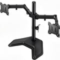 monTEK Freestanding Dual Monitor Stand for 17-32" Screens, 22 lbs Each | Solid V-shaped base, dual-screen full-motion arms, height adjustment, tilt, swivel, rotation and VESA 75/100 by monTEK