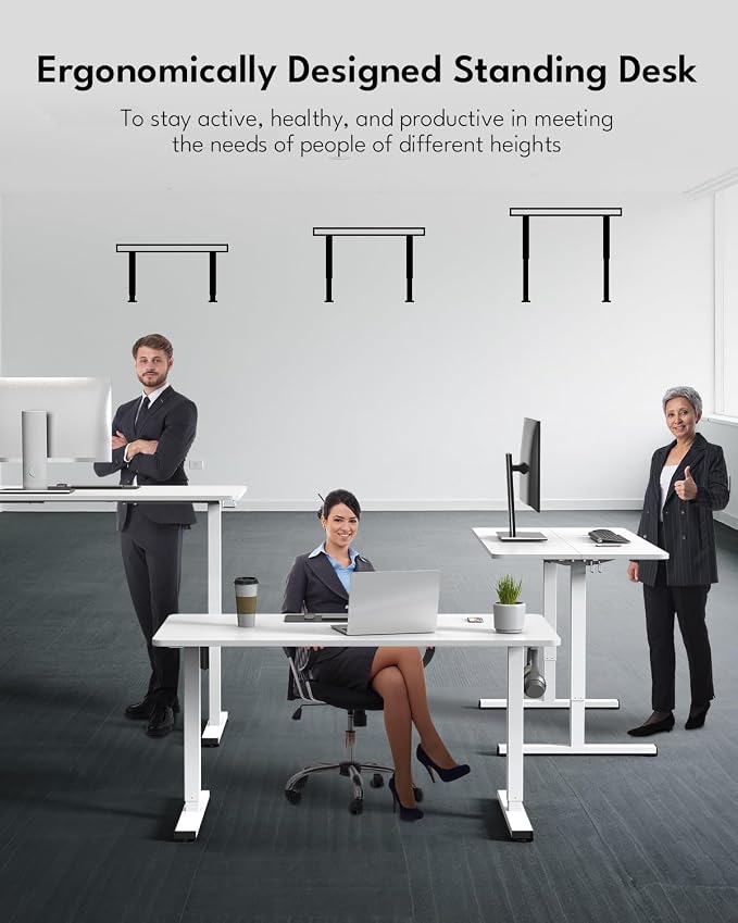 Electric Standing Desk, Gaming Desk, 48 x 24 Inch, White | Height Adjustable Computer Desk with Smart Controller, Sit and Stand Up Table for Home, Office, Work, Study, Writing - Image 3