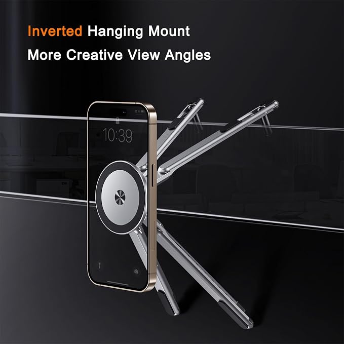 4-in-1 Foldable Laptop Stand, Portable Magnetic Phone Holder | N55 Magnets MagSafe Compatible, Pocket-Sized Tripod Handle for MacBook, iPad, Travel & Vlog, Adjustable Ergonomic View Mount - Image 6