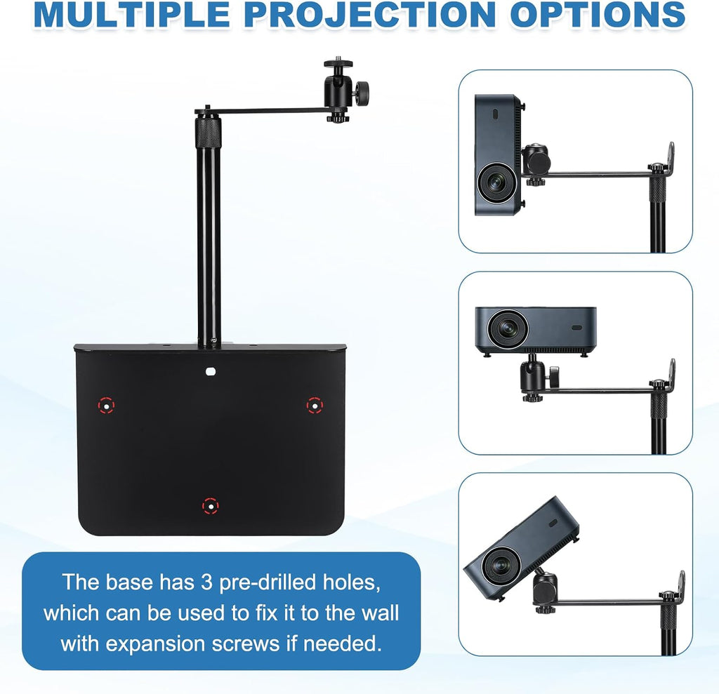 MECCANIXITY Plug-in Bed Sofa Projector Stand Black No-Drill 80mm / 3.15"(L) - Image 4