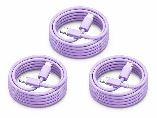 chcela 60W USB C to C Cable 3 Pack 6FT PD 3.0 Fast Charging Cord -Purple | Reliable 60W PD 3.0 USB-C cables support fast charging and data sync for iPhone 17, Galaxy S26,MacBook Air/Pro and iPad Pro by chcela