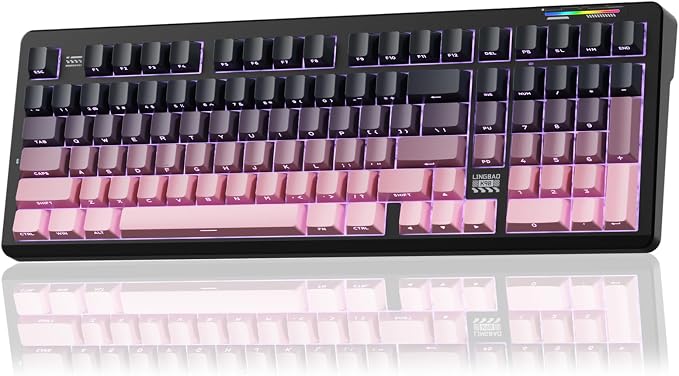 LINGBAO K98 Wireless Mechanical Gaming Keyboard, Tri-Mode Gasket Hot Swap | Linear Switches Creamy Keyboard with Number Pad,96% Layout RGB Backlit Mechanical Keyboard for PC Laptop, Custom Software by CORBOBO