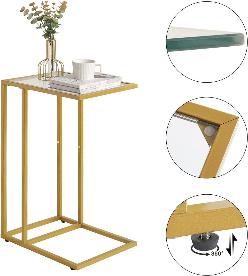 YMYNY C-Shaped End Table, Tempered Glass Side Table for Small Space - Image 7