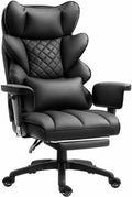 Dowinx Big and Tall Office Chair with Pocket Spring Cushion,High Back Computer Gaming Chairs with Adjustable Armrests,Executive Desk Chairs with Lumbar Support and Footrest,PU-Black by Dowinx