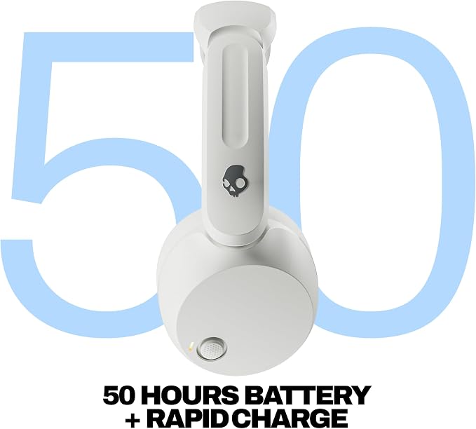 Skullcandy Icon 180 Wireless On-Ear Bluetooth Headphones - Bone | 50 Hours Battery, Lightweight and Travel Ready, Secure Fit, Sweat and Water Resistant, Microphone iPhone Android, Foldable - Image 2