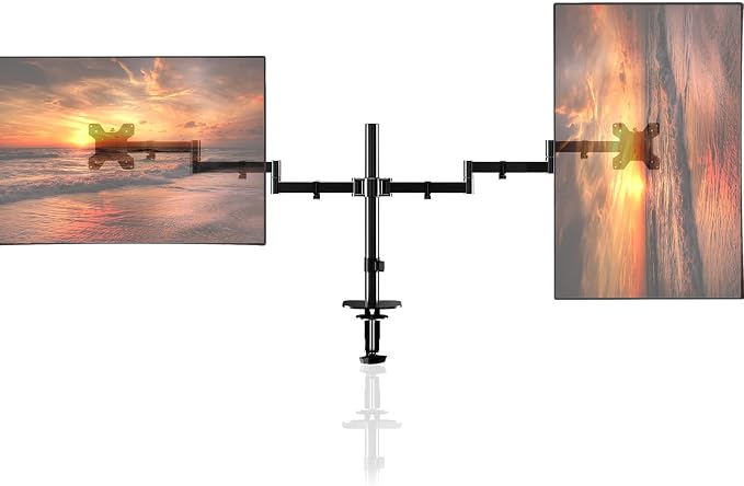 Pholiten Dual Long Monitor Stand Desk Mount for 13-32" Screen | Extra Long Monitor Arm, Fully Adjustable 27.95 inch, Each Arm up to 22 lbs by PholitenMonitorArm