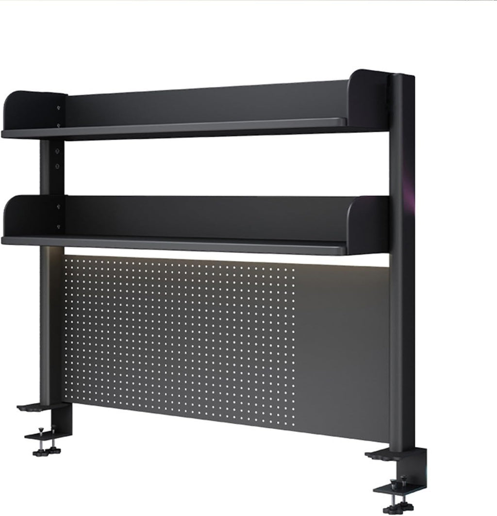 Clamp On Desk Organizer Shelf, BLACK Desk Extender Pegboard Workstation,Computer Desk Accessories for Office, Privacy Panel for Gaming Desk,23.6/31.4/39.3in Desktop Shelving (BLACK, 60cm/23.6in) by FPIGSHS