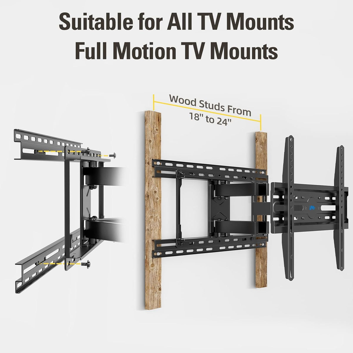 Mounting Dream Universal TV Wall Mount Extension Bracket for Televison Wall Plate, Fitting 16'' - 24'' Wood Studs and Easy Centering in Position, Max Loading Capacity of 154 LBS MD5232 - Image 5