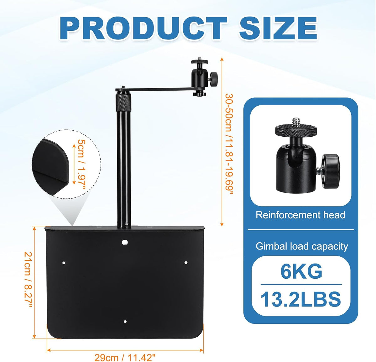 MECCANIXITY Plug-in Bed Sofa Projector Stand Black No-Drill 80mm / 3.15"(L) - Image 2