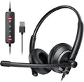 awatrue EH05-U Wired USB Headset with Noise Cancelling Microphone for PC Laptop - Headphones with In-Line Control, Lightweight, Enhanced Sound & MIC Mute by awatrue