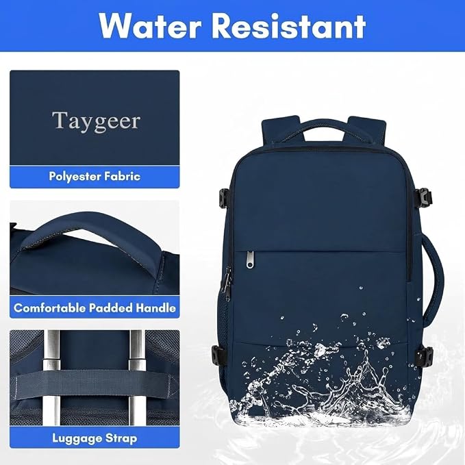 Taygeer Carry On Backpack, 35L Travel Backpack for Women Airline Approved | Laptop Bag with Water Bottle Pocket & Shoe Pouch, Personal Item Mochila for College Business Trip Weekender, Dark Blue - Image 6