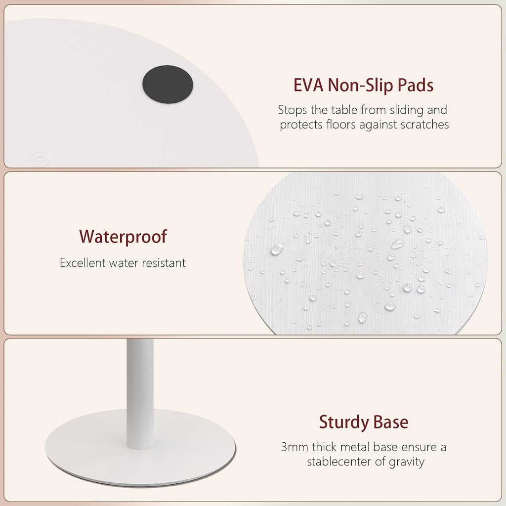 Adompacat Round Side Table, C Shapde End Table, Couch Side Table with Metal Leg, Small Snack Table for Living Room,Bedroom, Small Spaces - White - Image 7