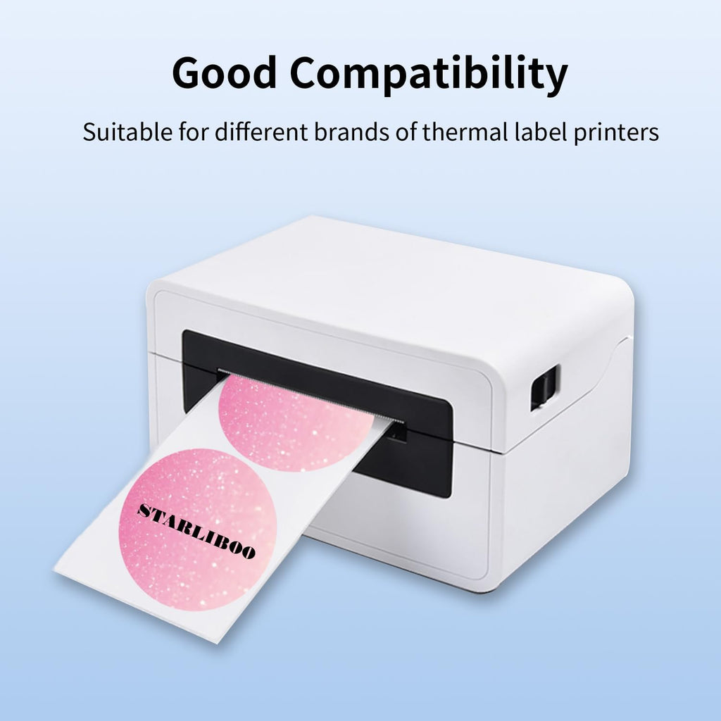 STARLIBOO Thermal Labels 3 inch, Round Thermal Printer Labels, Circle Direct Thermal Stickers for DIY Logo Design, Shipping, Name Tag, Compatible with Rollo&MUNBYN (Matte Pink) - Image 2