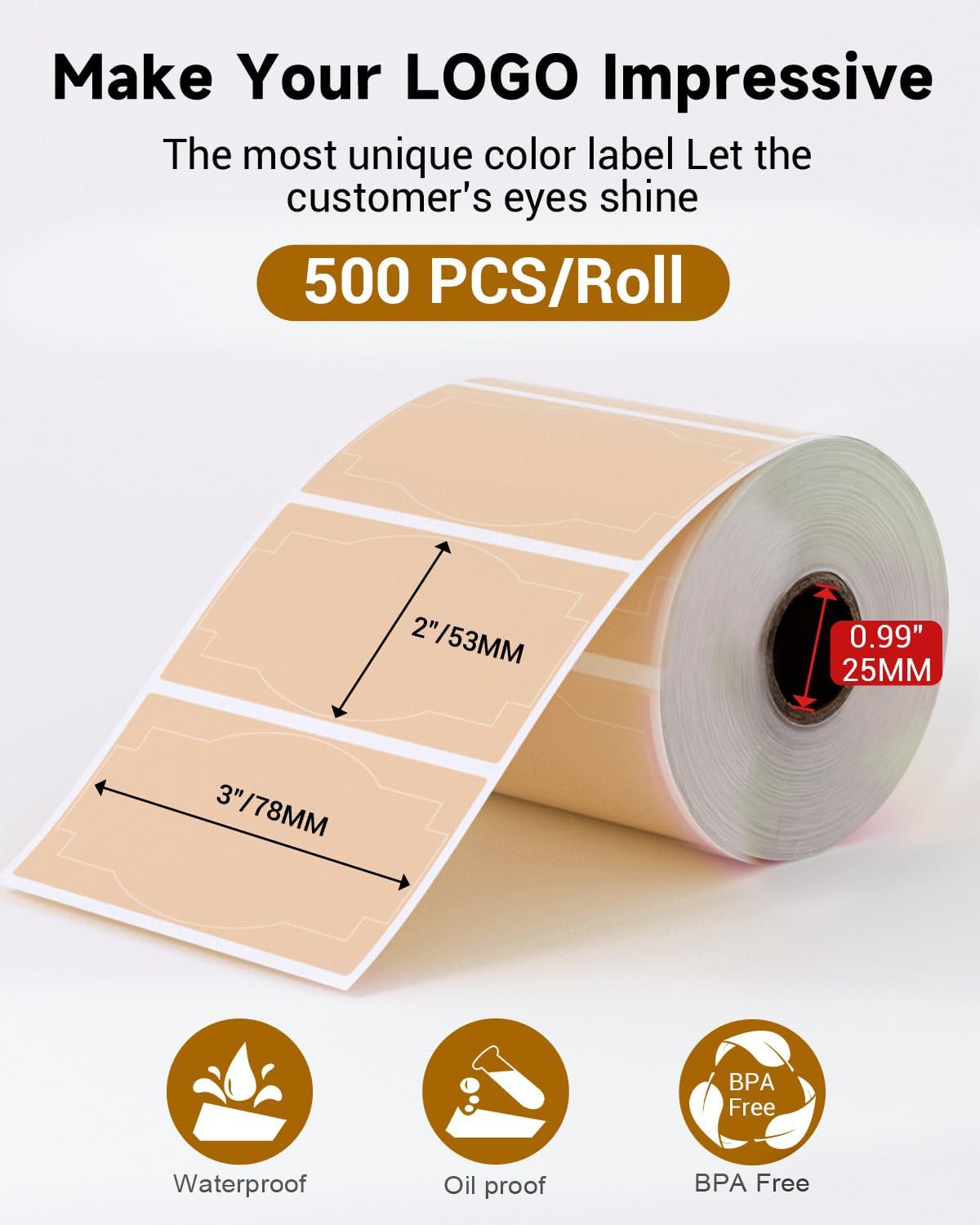 Phomemo Brown Creativity Thermal Labels for Shipping Label Printer 500 PCS - Image 3