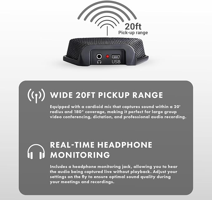 Movo MC1000 Conference USB Microphone for Computer Desktop and Laptop with 180° / 20' Long Pick up Range Compatible with Windows and Mac for Dictation, Recording, YouTube, Conference Call, Skype - Image 5
