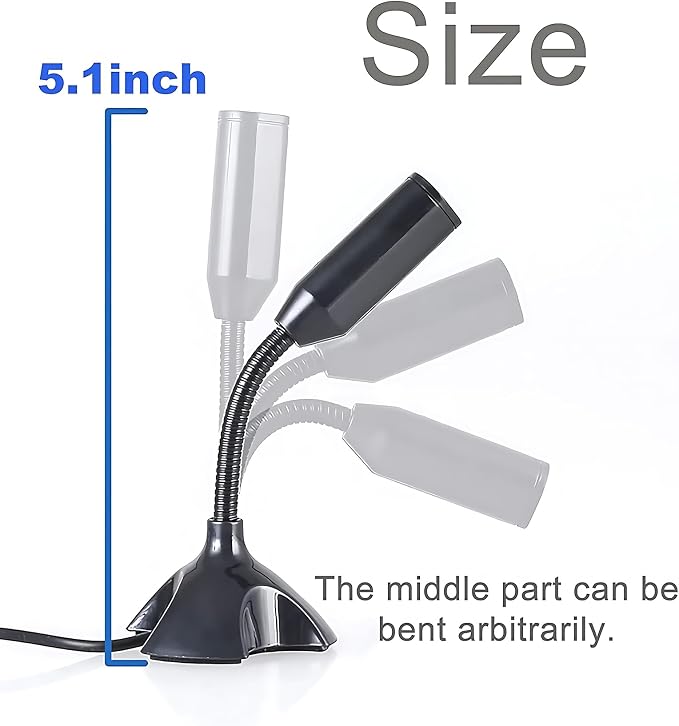 Mini USB Microphone for Desktop Computer and Laptop,Portable USB Condenser Mic With Adjustable Stand,Compatible with PC/Mac,Plug & Play,Ideal for Meeting,Online Class,Games,Remote work(Black) - Image 4