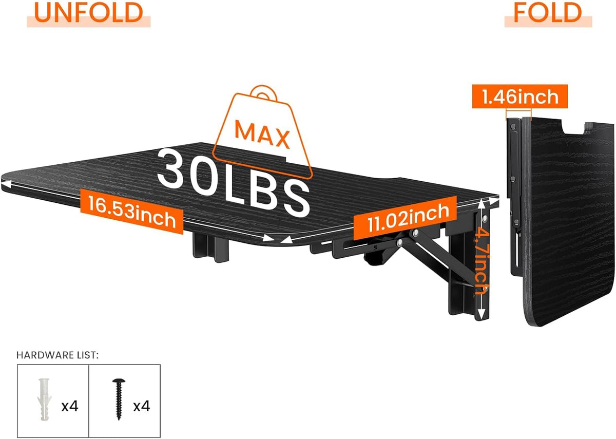Floating Entertainment Shelf, Folding Projector Shelf, Black - Image 6