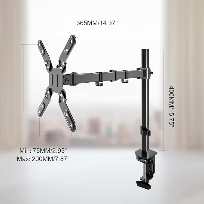Single Monitor Desk Mount for 13-39" Screens, Vesa Mount | Monitor Mount with VESA Extension Kit 75×75 to 200×200mm - Image 5