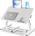SONGMICS Bed Laptop Desk, Adjustable Laptop Desk for Bed with 8 Heights, Portable Foldable Bed Table, for Bedroom and Living Room, 23.6 x 15.7 x 9.8 Inches, Gray ULLD118G101 by SONGMICSbySONGMICSHOME
